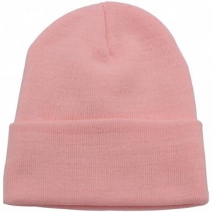 Skullies & Beanies Unisex Men Women Youth Skull Ski Folded Beanie Plain Toboggan Cap Knit Hat - Light Pink - CW188Z863WT $9.43