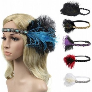 Headbands 1920s Headpiece Feather Flapper Headband Great Gatsby Headdress Vintage Accessory - Gold -4 - CA18K6GGUW5 $7.59