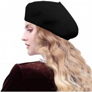 Berets French Beret-Lightweight Casual Classic Wool Beret Solid Color Womens Beret Cap Hat - Black - C118AOS9K9Z $10.67