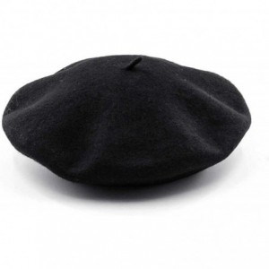 Berets French Beret-Lightweight Casual Classic Wool Beret Solid Color Womens Beret Cap Hat - Black - C118AOS9K9Z $10.67