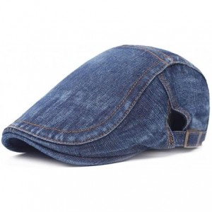 Newsboy Caps Unisex Denim Newsboy Hats Flat Ivy Gatsby Cabbie Driving Berets Hat Cotton Dad Cap for Men Women - Hat-blue - CT...