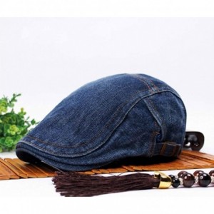 Newsboy Caps Unisex Denim Newsboy Hats Flat Ivy Gatsby Cabbie Driving Berets Hat Cotton Dad Cap for Men Women - Hat-blue - CT...