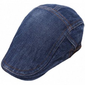 Newsboy Caps Unisex Denim Newsboy Hats Flat Ivy Gatsby Cabbie Driving Berets Hat Cotton Dad Cap for Men Women - Hat-blue - CT...