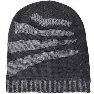 Skullies & Beanies Men Slouchy Knit Beanie Winter Hat with Fleece Thick Scarf Sets - Black - CA18KM6ZALE $19.31
