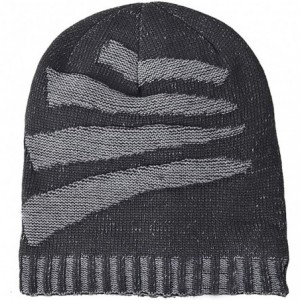 Skullies & Beanies Men Slouchy Knit Beanie Winter Hat with Fleece Thick Scarf Sets - Black - CA18KM6ZALE $7.91