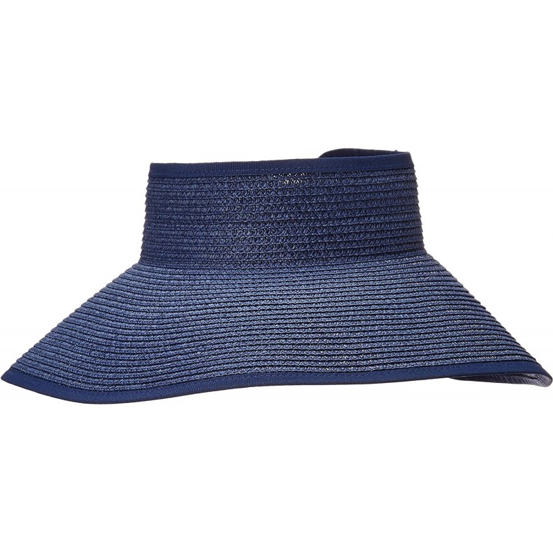 Visors Women's Wide Brim Straw Sun Visor - Navy - C518WMRMMHY $14.28