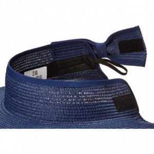 Visors Women's Wide Brim Straw Sun Visor - Navy - C518WMRMMHY $14.28