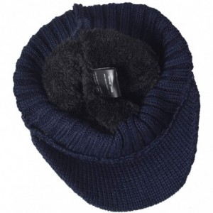 Newsboy Caps Retro Newsboy Knitted Hat with Visor Bill Winter Warm Hat for Men - Navy-1 - CO18LGNSW5E $12.17