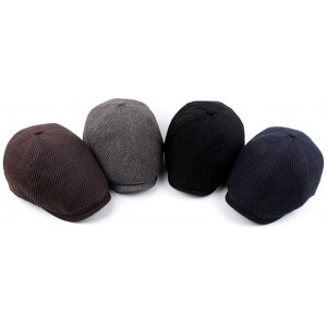 Newsboy Caps Men Women Striped Knit Flat Cap Warm Winter Cotton Newsboy Hat FFH403s01 - Ffh405 Blue - CT18M9IME7C $14.72