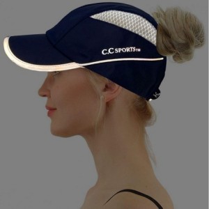 Baseball Caps Sports Active Ponytail Messy Buns Ponycaps Baseball Visor Cap Dad Hat - Navy/White - CK19504KZ95 $17.52