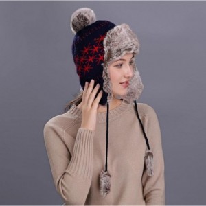 Skullies & Beanies Warm Women Winter Hat with Ear Flaps Snow Ski Thick Knit Wool Beanie Cap Hat - Navy 4 - CC1880QKHR4 $15.17