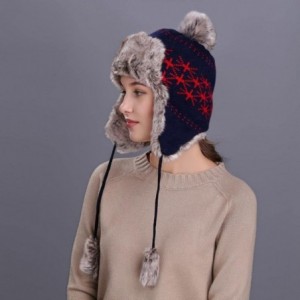Skullies & Beanies Warm Women Winter Hat with Ear Flaps Snow Ski Thick Knit Wool Beanie Cap Hat - Navy 4 - CC1880QKHR4 $15.17