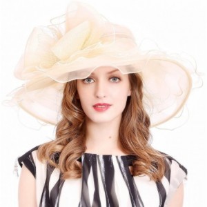 Sun Hats Women's Church Kentucky Derby Cap British Tea Party Wedding Hat - Dot-apricot - CE17YKYQOZ3 $25.76