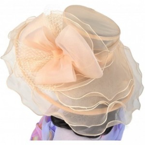 Sun Hats Women's Church Kentucky Derby Cap British Tea Party Wedding Hat - Dot-apricot - CE17YKYQOZ3 $25.76