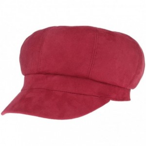 Newsboy Caps Newsboy Cap for Women 8 Panel Ivy Cabbie Beret Visor Brim Hat with Elastic Back - Red - CP18QCWK400 $17.68