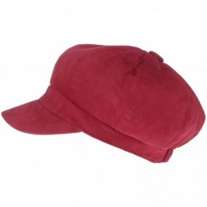 Newsboy Caps Newsboy Cap for Women 8 Panel Ivy Cabbie Beret Visor Brim Hat with Elastic Back - Red - CP18QCWK400 $17.68