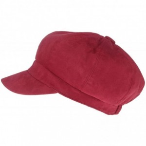 Newsboy Caps Newsboy Cap for Women 8 Panel Ivy Cabbie Beret Visor Brim Hat with Elastic Back - Red - CP18QCWK400 $9.08