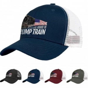 Baseball Caps Trump Train 2020 American Fl-ag Hat Men's Baseball Cap Adjustable Mesh Cap - Dark Blue - CW18UC584I4 $11.32