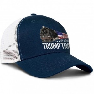 Baseball Caps Trump Train 2020 American Fl-ag Hat Men's Baseball Cap Adjustable Mesh Cap - Dark Blue - CW18UC584I4 $11.32