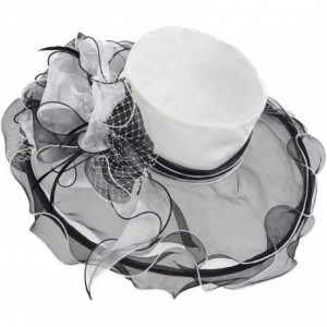 Sun Hats Women Dress Fantastic Fancy Feather Veil Floral Brim Hat Kentucky Derby Church Wedding Tea Party Cap - CY17YX57ZUR $...