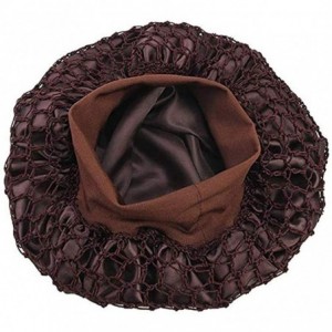 Skullies & Beanies Net Night Sleep Cap Hat Crocheted Slouchy Bonnet-Wide Band-Double Layered-Snood Hair - Brown - CZ18L86XE0N...