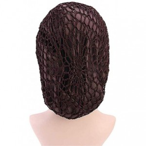 Skullies & Beanies Net Night Sleep Cap Hat Crocheted Slouchy Bonnet-Wide Band-Double Layered-Snood Hair - Brown - CZ18L86XE0N...