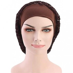 Skullies & Beanies Net Night Sleep Cap Hat Crocheted Slouchy Bonnet-Wide Band-Double Layered-Snood Hair - Brown - CZ18L86XE0N...