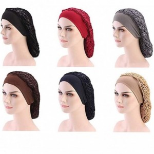 Skullies & Beanies Net Night Sleep Cap Hat Crocheted Slouchy Bonnet-Wide Band-Double Layered-Snood Hair - Brown - CZ18L86XE0N...