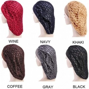 Skullies & Beanies Net Night Sleep Cap Hat Crocheted Slouchy Bonnet-Wide Band-Double Layered-Snood Hair - Brown - CZ18L86XE0N...