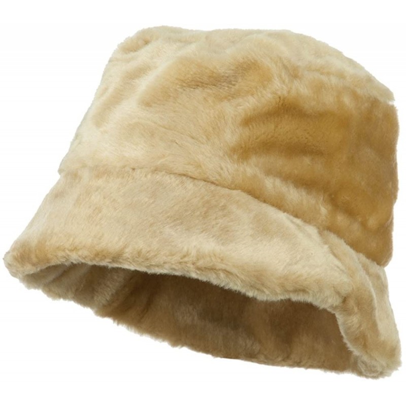 Bucket Hats Faux Fur Large Brim Bucket Hat - Beige - CP11NY3CBD1 $17.62