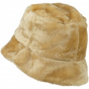 Bucket Hats Faux Fur Large Brim Bucket Hat - Beige - CP11NY3CBD1 $17.62