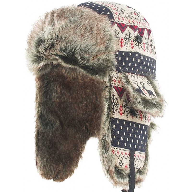 Bomber Hats Unisex Winter Knit Russian Ushanka Cossack Trapper Pilot Aviator Cap Hat - Red - CB127F3BCLH $32.41