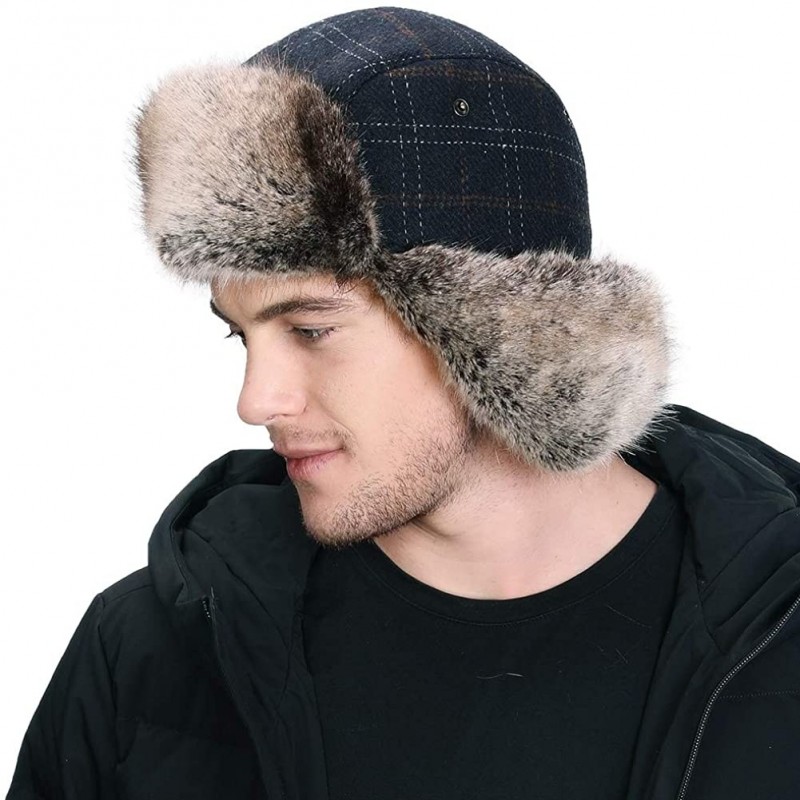 Skullies & Beanies Cotton Trapper Hat Faux Fur Earflaps Hunting Hat Warm Pillow Lining Unisex - 00775_navyblue - C218AN9ZMZE ...