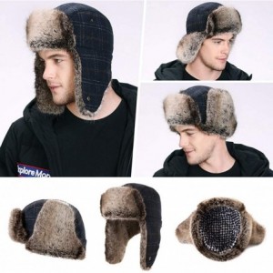 Skullies & Beanies Cotton Trapper Hat Faux Fur Earflaps Hunting Hat Warm Pillow Lining Unisex - 00775_navyblue - C218AN9ZMZE ...