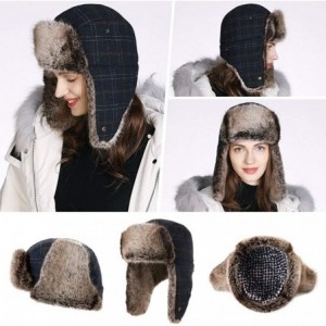 Skullies & Beanies Cotton Trapper Hat Faux Fur Earflaps Hunting Hat Warm Pillow Lining Unisex - 00775_navyblue - C218AN9ZMZE ...