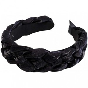 Headbands Womens Headband Pure Color Hairband Bow Tie Velvet Wide-Brimm Headwrap Hair Band - Black - CX18XL2OCUE $25.61