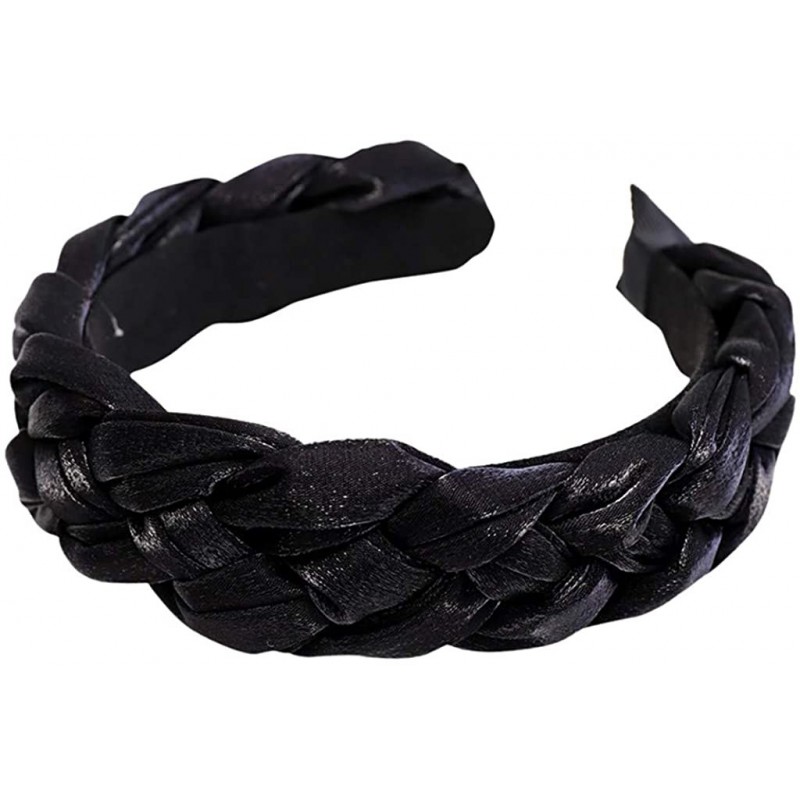 Headbands Womens Headband Pure Color Hairband Bow Tie Velvet Wide-Brimm Headwrap Hair Band - Black - CX18XL2OCUE $9.49