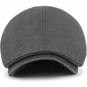 Newsboy Caps Washed Cotton Flat Cap Cabbie Hat Gatsby Ivy Irish Hunting Newsboy Stretch Big Hat - Charcoal - CH12KS6W04V $19.23