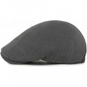 Newsboy Caps Washed Cotton Flat Cap Cabbie Hat Gatsby Ivy Irish Hunting Newsboy Stretch Big Hat - Charcoal - CH12KS6W04V $19.23