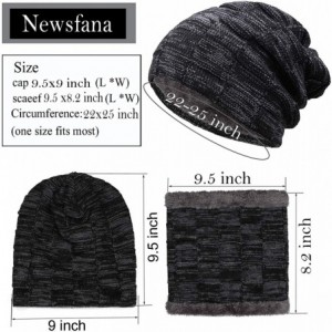 Skullies & Beanies Winter Beanie hat- Warm Knit Hat Scarf Set Thick Fleece Lined Winter Hat Skull Cap for Men Women - Black&g...