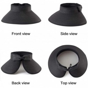 Visors Foldable Sun Visors for Women - Beach Hat Wide Brim Sun Hat Roll-Up Straw Hat - CZ18SZKQG46 $11.28