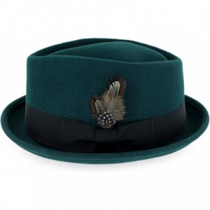 Fedoras Belfry Crushable Porkpie Fedora Vintage - Emerald - CP18X794IU2 $51.41