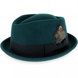 Fedoras Belfry Crushable Porkpie Fedora Vintage - Emerald - CP18X794IU2 $51.41