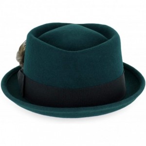 Fedoras Belfry Crushable Porkpie Fedora Vintage - Emerald - CP18X794IU2 $51.41