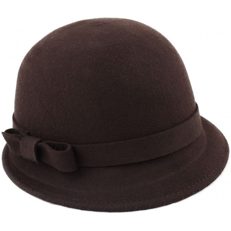 Fedoras Women's Cloche Wool Felt Cloche Hat - Marron - CZ187ND4589 $26.97