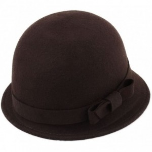 Fedoras Women's Cloche Wool Felt Cloche Hat - Marron - CZ187ND4589 $26.97