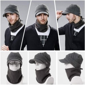 Skullies & Beanies Unisex Knit Beanie Visor Cap Winter Hat Fleece Neck Scarf Set Ski Face Mask 55-61cm - 69311-grey Set - CJ1...