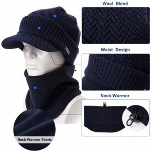 Skullies & Beanies Unisex Knit Beanie Visor Cap Winter Hat Fleece Neck Scarf Set Ski Face Mask 55-61cm - 69311-grey Set - CJ1...