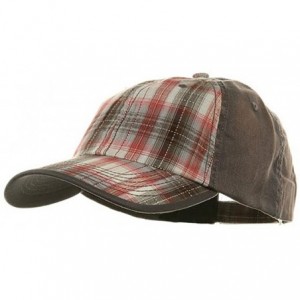 Baseball Caps Low Profile Washed Plaid Cotton Cap - Grey W31S58A - C2113RD5UWR $10.50