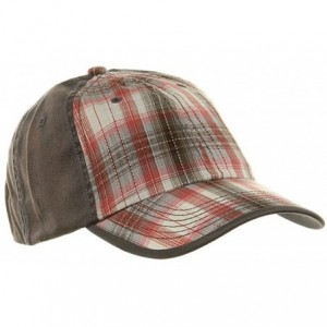 Baseball Caps Low Profile Washed Plaid Cotton Cap - Grey W31S58A - C2113RD5UWR $10.50